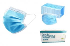 Mond- neusmasker blauw 3-laags 50 stuks